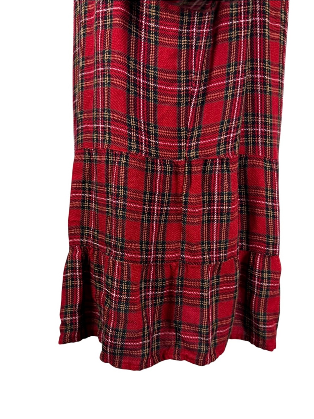 J.Jill Red Plaid Ruffle Hem Tunic Blouse Size M Cottagecore Holiday - Picture 5 of 10